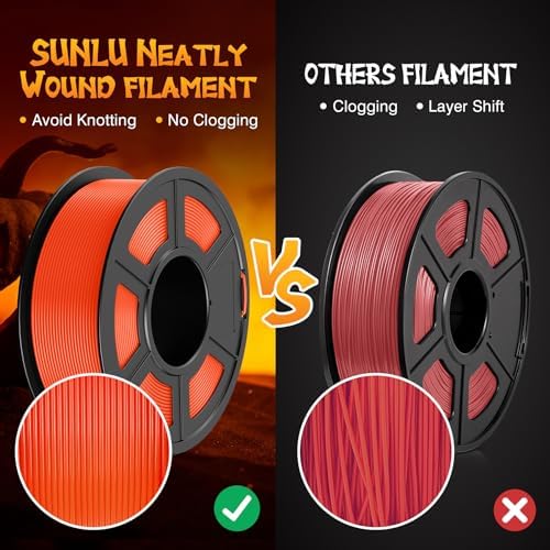 SUNLU Fluorescent PLA 3D Printer Filament, PLA Filament 1.75mm, Brighter Color for Halloween Decoration, Neatly Wound Filament, Fit Most FDM 3D Printer, 1kg Spool, Fluorescent Purple