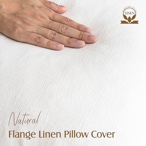 Foindtower Pack of 2, Decorative Linen Soild Throw Pillow Covers Soft Accent Cushion Case Boho Farmhouse Neutral Pillowcase for Chair Couch Sofa Bedroom Living Room Home Decor 26 x 26 Inch Cream White