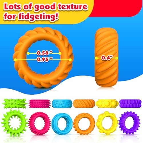 Sensory Toys Fidget Rings for Kids 36Pack: Anxiety Rings for Stress - Stretchy Calming Toys for Autism - Bulk Fidgets for Students Classroom Prize