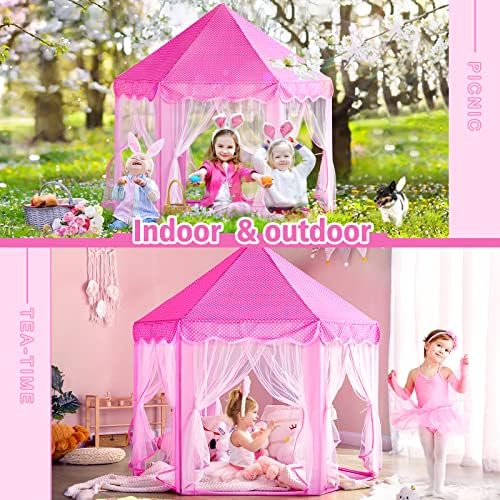 Monobeach Princess Tent Girls Large Playhouse Kids Castle Play Tent with Star Lights Toy for Children Indoor and Outdoor Games, 55'' x 53'' (DxH)
