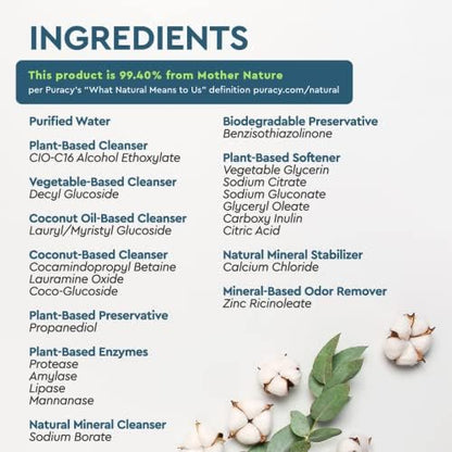 Puracy Laundry Detergent - Enzyme-Powered Liquid Laundry Detergent Concentrate, Natural Laundry Detergent Seen on TikTok, Non-Toxic (Free & Clear, 16 fl oz, 64 Loads)