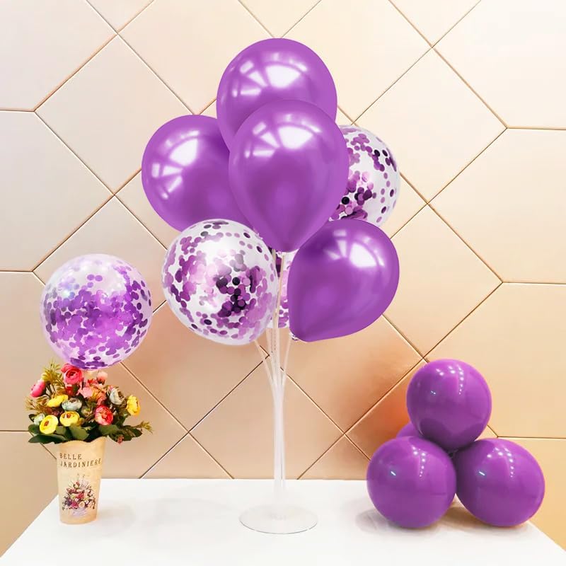 Purple Balloon Stand Centerpiece Table Decorations for Birthday Bridal Shower Wedding Engagement Mother's Day Graduation Halloween Party Decorations(Purple set4)