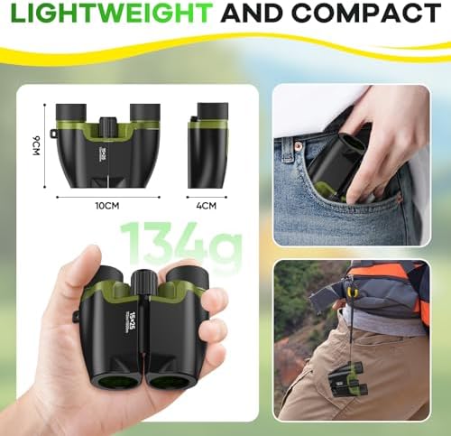 High Powered 15x25 Compact Binoculars for Adults&Kids with BAK4 Prism,FMC Lens,Waterproof Binocular with Low Light Vision,Small Binoculars for Cruise Ship/Bird Watching/Theater/Travel/Sightseeing