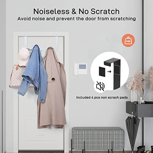Over The Door Hooks, Door Hanger Hooks for Hanging, Over The Doors Towel Racks for Bathroom with 12 Coat Hook, Coat Rack Bathroom Accessories（2 Pack, White）