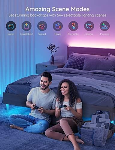 Govee Smart RGB LED Strip Lights, 16.4ft WiFi LED Strip Lighting Work with Alexa and Google Assistant, 16 Million Colors with App Control and Music Sync LED Lights for Bedroom, Home Decor