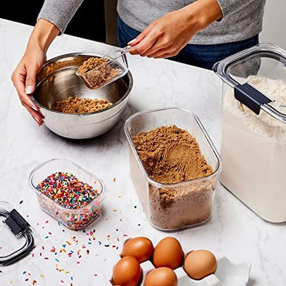 Rubbermaid Brilliance BPA-Free Food Storage Containers with Lids Airtight Kitchen and Pantry Organization Set Includes 3 Containers and Scoops Clear 16 cups