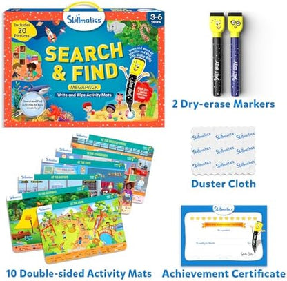 Skillmatics Search and Find Megapack Educational Game - Reusable Preschool Learning Activities, Perfect for Toddlers & Kids Who Love Toys, Art & Crafts, Builds Vocabulary, Gifts for Ages 3, 4, 5, 6