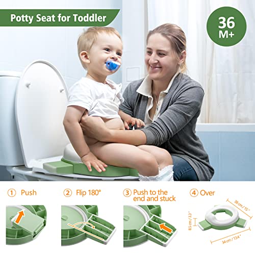 MCGMITT Portable Potty for Kids Travel - Foldable Training Toilet Chair for Toddler Girls with Storage Bags, Potty Training Toilet for Outdoor and Indoor Easy to Clean(Green)