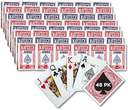 Maverick Playing Cards, Jumbo Index, Red and Blue, 48 Pack