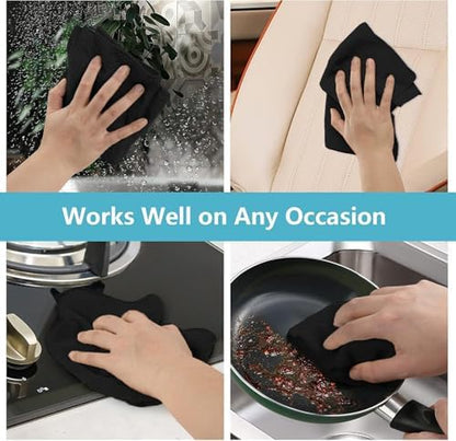 HOMEXCEL Black Microfiber Cleaning Cloth, 50 Pack Cleaning Towels for Kitchen, Lint Free, Scratch-Free, Highly Absorbent, and Reusable Cleaning Rags for House, Window and Glass, Cars, 11.5 X11.5 inch