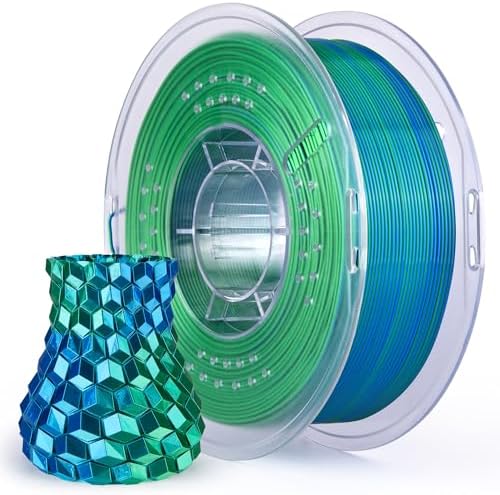 ELEGOO Silk PLA Filament 1.75mm Dual Color Blue Green 1KG, Shiny 3D Printer Filament Dimensional Accuracy +/- 0.05mm, 1kg Spool(2.2lbs) Fits for Most FDM 3D Printers