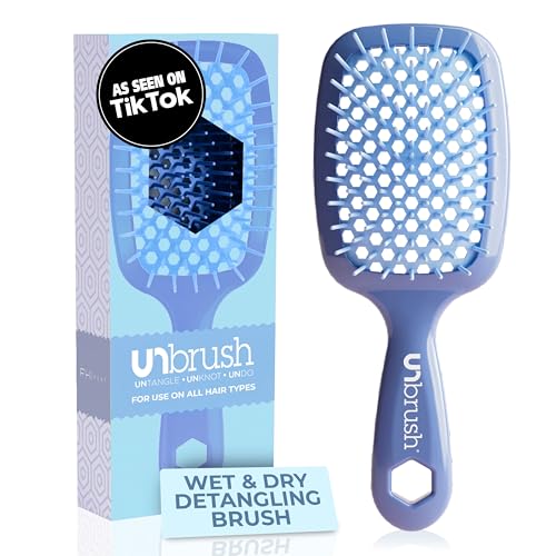 FHI Heat UNbrush Detangling Brush for Pain-Free Brushing on All Wet or Dry Hair Types — Durable DuoFlex Anti-Static Bristles, Lightweight Handle, Vented Hair Brush