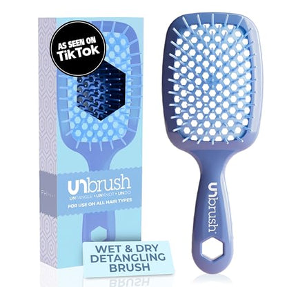 FHI Heat UNbrush Detangling Brush for Pain-Free Brushing on All Wet or Dry Hair Types — Durable DuoFlex Anti-Static Bristles, Lightweight Handle, Vented Hair Brush