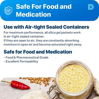Dry & Dry 30 Gram [50 Packets] Silica Gel Packets Desiccants, Silica Packets - Rechargeable Silica Gel Packs, Silica Gel Packets, Desiccants Packets, Silica Gel