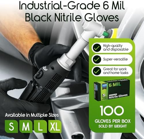 Inspire Black Nitrile Gloves HEAVY DUTY 6 Mil Nitrile Chemical Resistant Medical Cooking Cleaning Disposable Black Gloves