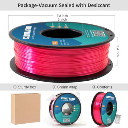 GIANTARM 3D Printer PLA Filament, Shiny Silk Rose Pink Magenta Toughness Enhanced Filament with 1.75mm Dimensional Accuracy +/-0.03mm, 1080 Feet per Roll, Vacuum Packaging, for Most 3D FDM Printer
