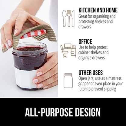 GORILLA GRIP powerGRIP Drawer Shelf and Cabinet Liner, Thick Strong Hold, Non-Adhesive Liners Protect Kitchen Cabinets and Cupboard, Bathroom Drawers, Easy Install, Breathable Mat, 12" x20', Beige