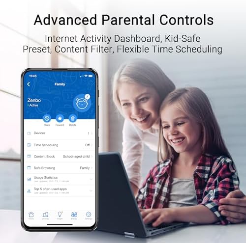 ASUS RT-BE58U WiFi 7 BE3600 AiMesh Extendable Router, 4K-QAM, MLO, AI Detection 2.5G Port, Four 1G Ports, Commercial-Grade Network Security, Parental Control, IoT Network, Kid’s Network, VPN Network