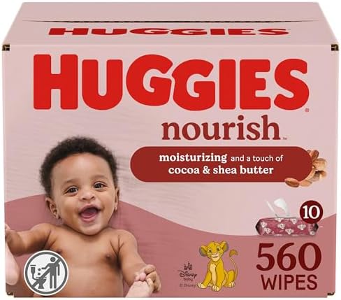 Huggies Nourish Scented Baby Wipes, 10 Push Button Packs (560 Wipes Total)