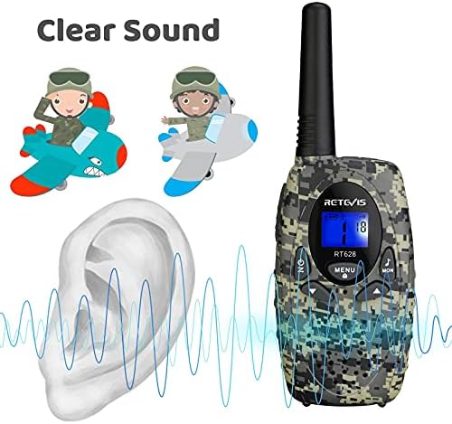 Retevis RT628 Kids Walkie Talkies,Army Toys for 6-12 Year Old Boys Girls,FRS Walky Talky with Key Lock,Gift for Outdoor Adventure Camping Hunt Trip(2 Pack,Camo)
