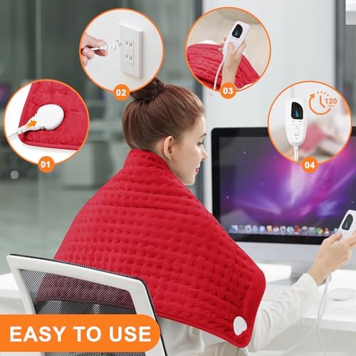 Heating Pad,Electric Heating Pads for Back,Hot Heated Pad for Abdomen,Shoulder,Knee,Multiple Temp and Auto Shut Off