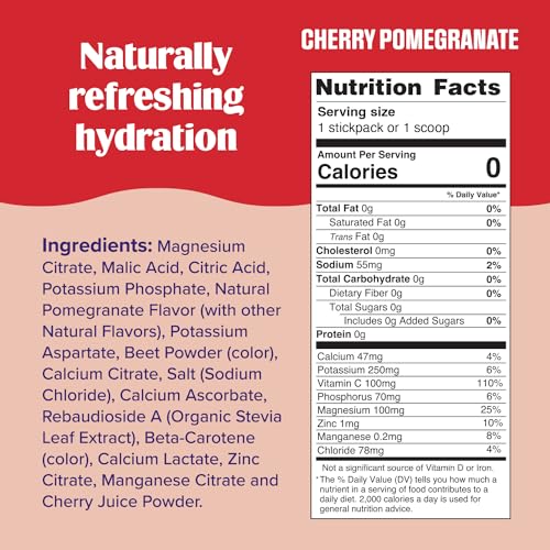 Ultima Replenisher Daily Electrolyte Powder Drink Mix – Sugar Free – Cherry Pomegranate, 20 Stickpacks – Hydration Packets with 6 Electrolytes and Minerals – Keto Friendly, Vegan, Non-GMO