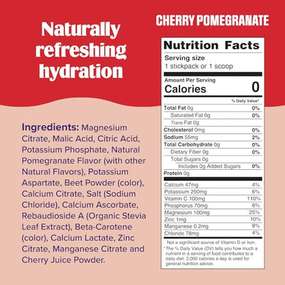 Ultima Replenisher Daily Electrolyte Powder Drink Mix – Sugar Free – Cherry Pomegranate, 20 Stickpacks – Hydration Packets with 6 Electrolytes and Minerals – Keto Friendly, Vegan, Non-GMO