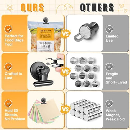 Grtard 48pack Magnetic Clips Heavy Duty, Black Magnet Clips for Fridge, Refrigerator Magnets, Scratch Free Magnets with Clip, Strong Magnetic Clip for Refrigerator, Whiteboard, Locker, Classroom