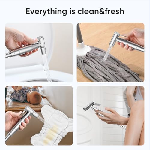 Arofa Handheld Toilet Bidet Sprayer for Toilet-Adjustable Water Pressure Control with Bidet Hose for Feminine Wash, Stainless Steel Brushed Nickel Bidet Faucet Cloth Diaper for Baby Wash