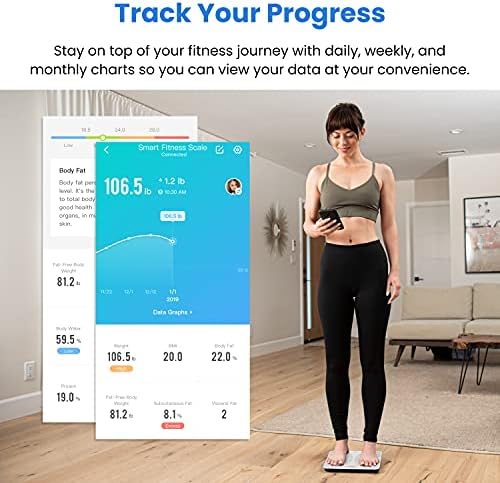 Etekcity Scale for Body Weight, Smart Digital Bathroom Weighing Scales with Body Fat and Water Weight for People, Bluetooth BMI Electronic Body Analyzer Machine, 400lb