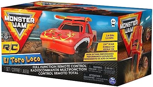 Monster Jam, Official El Toro Loco Remote Control Monster Truck for Boys and Girls, 1:24 Scale, 2.4 GHz, Kids Toys for Ages 4 and Up