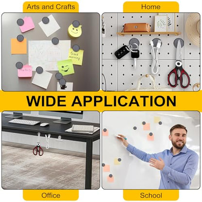 DIYMAG Strong Magnets 300Pcs 0.47x0.12Inch Fridge Refrigerator Magnet for Crafts with Adhesive Backing Magnetic Small Black Button Ceramic Circle Craft Round Heavy Duty Adhesive Neodymium Whiteboard