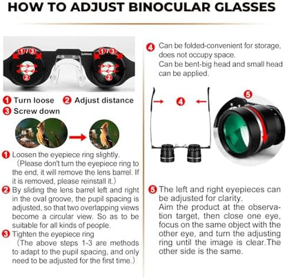 BIJIA 3X Opera Binocular Glasses,Hands-Free Lazy Glasses Binoculars Lightweight for Fishing,Bird Watching,Tv,Sports,Concerts,Theater,and Sightseeing,for Adults Men Women(Upgraded HD Green Film)