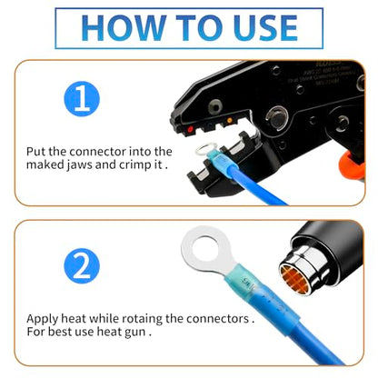 600Pcs Heat Shrink Wire Connectors Electrical Kit - Oiojuct Marine Automotive Crimp Terminals Assortment, Waterproof Ring Fork Spade Electrical Butt Connector