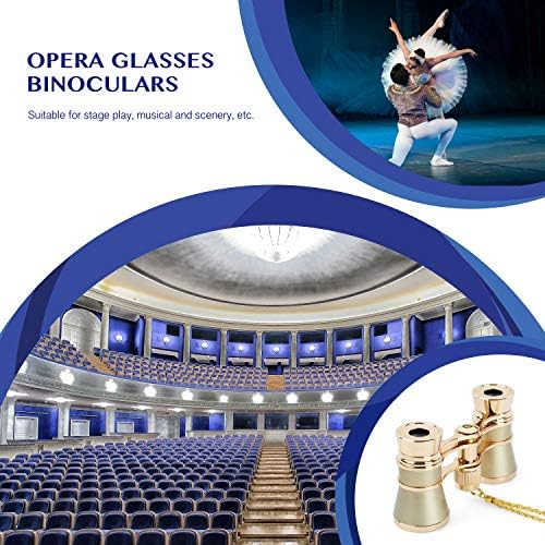 Aomekie Opera Glasses Binoculars 3X25 Theater Glasses Mini Binocular Compact with Chain for Adults Women in Musical Concert（Gold）