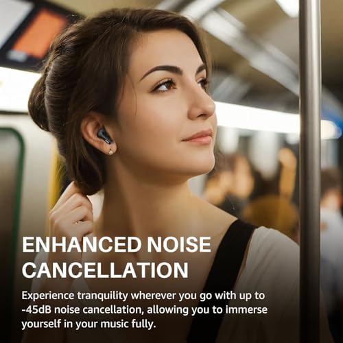 TOZO NC3 Hybrid Active Noise Cancelling Wireless Earbuds with 6 Mics AI Clear Call Ear Buds 55H Playtime with LED Display 32 Preset EQs via APP Bluetooth 5.3 IPX8 Waterproof in Ear Headphones