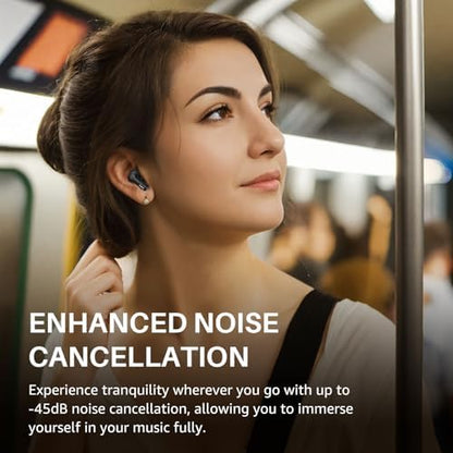 TOZO NC3 Hybrid Active Noise Cancelling Wireless Earbuds with 6 Mics AI Clear Call Ear Buds 55H Playtime with LED Display 32 Preset EQs via APP Bluetooth 5.3 IPX8 Waterproof in Ear Headphones