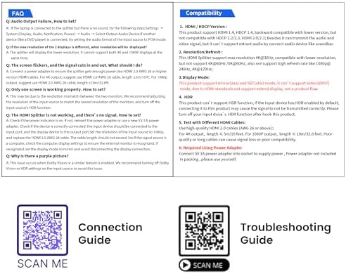 avedio links HDMI Splitter 1 in 2 Out [w/ 4 Ft Hdmi Cable]Not for Extended Display-Mirror Same Screen Only, 4K 1x2 HDMI Splitter 1 to 2 for 3D 1080P@60Hz, Copy 1 Source to 2 Displays at The Same Time