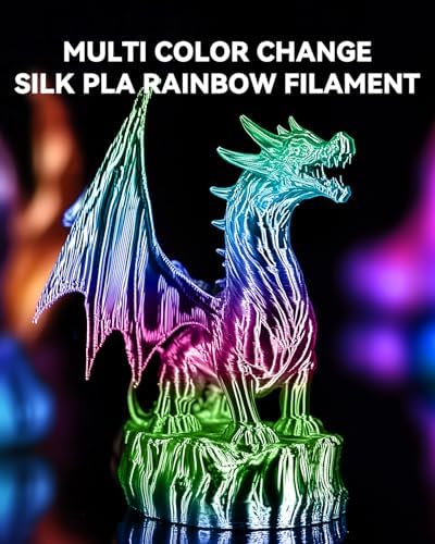 SUNLU Silk Rainbow PLA Filament, Multicolor Silk 3D Printer Filament 1.75mm +/- 0.02mm, Fast Color Change Each 8 Meters, 330 Meters, 1kg/2.2lbs, Silk Rainbow Filament(Cyan-Magenta-Blue)