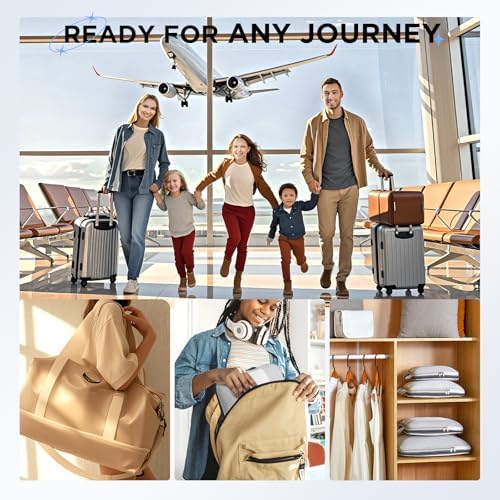 8 Set Compression Packing Cubes for Travel Essentials,Compressible Expandable Packing Cubes for Suitcase,OlarHike Luggage Organizer Bags for Travel,Handy Helper for Organizing Clothes(White)