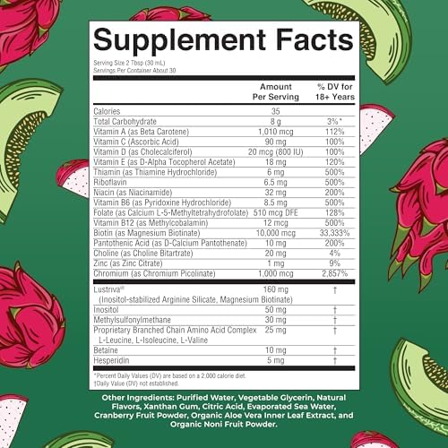 MaryRuth's Liquid Multivitamin + Hair Growth | Clinically Tested in Women for Thicker Hair & Facial Wrinkles | Biotin 10000mcg | Lustriva Hair Growth Supplements | Skin Care | Ages 18+ | 30 Fl Oz