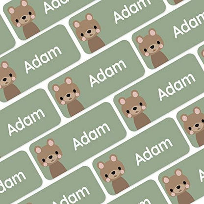 – Personalized Name Labels for Kids (120) – Waterproof & Durable Stickers for Clothing, School & Daycare Items - Forest Animals