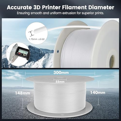 SUNLU 5KG Large Spool PLA Filament, PLA 3D Printer Filament 1.75mm, Big Roll PLA Filament, 5KG Spool (11lbs), PLA White