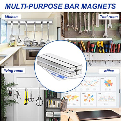 MIKEDE Neodymium Magnets, 30 Pack Super Strong Bar Magnets with Double-Sided Adhesive, Powerful Rare Earth Magnet for Refrigerator, Rectangular Magnet Bar for DIY, Craft - 2.36 x 0.4 x 0.2in