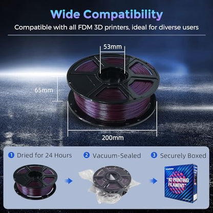 FLASHFORGE PLA Filament 1.75mm +/- 0.02mm Marsala, Color Changeable 3D Printer Filament 1kg (2.2lbs), Chameleon 3D Printing Filament Changing Colors with Light and Angle