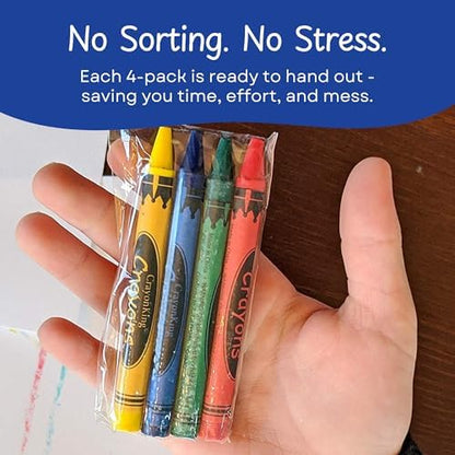 CrayonKing 500 Sets of 4-Packs (2000 Bulk Crayons) – Non-Toxic, Individually Wrapped, Perfect for Parties, Restaurants, Classrooms & More