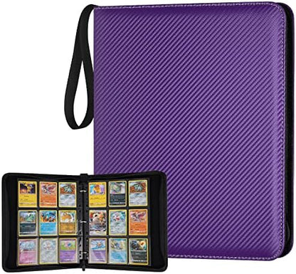 9 Pocket Card Binder, Premium Zip Trading Card Binder, 720 Double Sided Pocket PU Card Collection Binder, Collector Card Album, Card Folder for MTG, TCG, Sports Cards, Game Cards (purple)