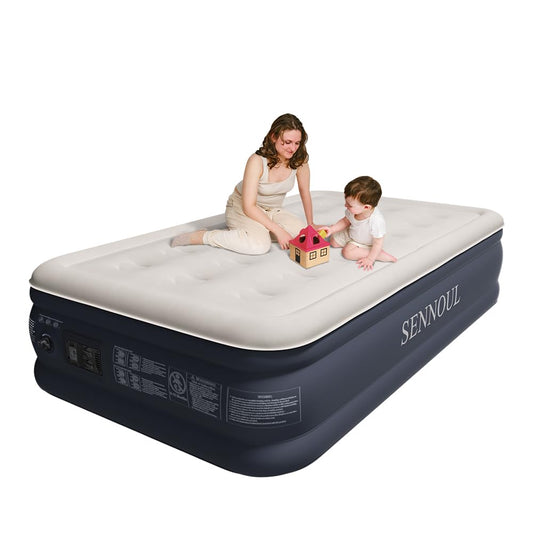SENNOUL Air Mattress with Built in Pump - Upgraded Twin Blow Up Mattress, 2 Mins Quick Self Inflatable with Double Air Chamber,16"/550lbs Max, Strong Support, for Camping,Home,Guests,Portable Travel