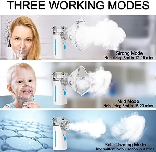 Ultrasonic Nebulizer - Nebulizers, Rechargeable Nebulizer Machine for Adults and Kids, Portable Nebulizer with Two Modes & Self-Cleaning Function for Breathing Problems