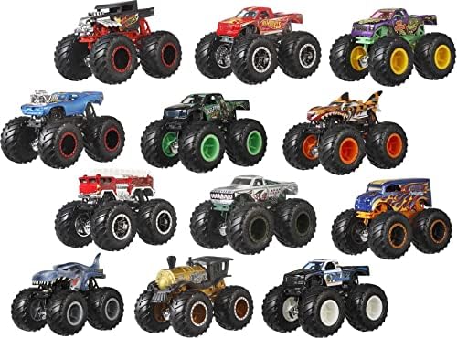 Hot Wheels Monster Trucks, Set of 12 1:64 Scale Die-Cast Toy Trucks for Kids and Collectors, Styles May Vary (Amazon Exclusive)